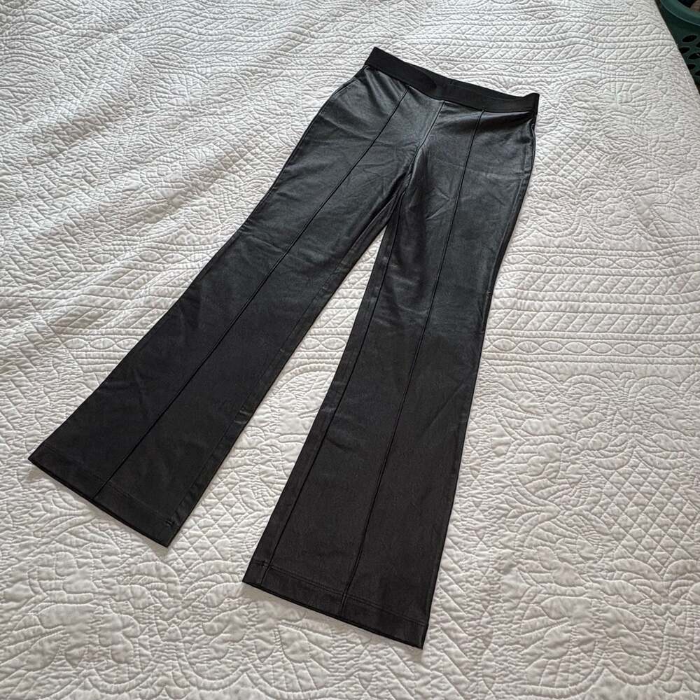 BCBGMAXAZRIA Tate Faux Leather Wide Leg Pants Black C32JL - Picture 2 of 10